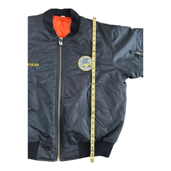 Vintage MA-1 Rothco Ultra Force Jacket Large Black Army Flyer Patches Bomber - Picture 5 of 13